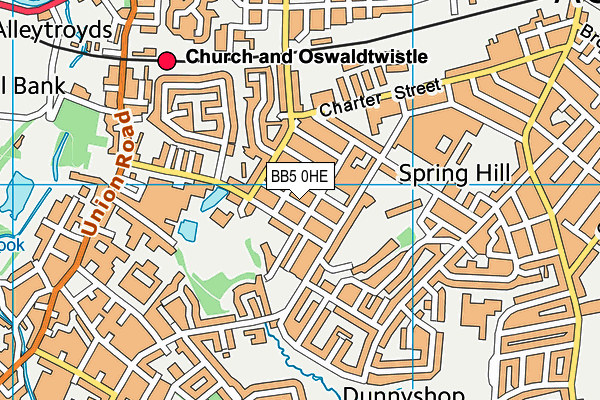 BB5 0HE map - OS VectorMap District (Ordnance Survey)