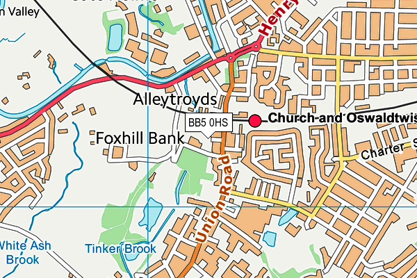 BB5 0HS map - OS VectorMap District (Ordnance Survey)