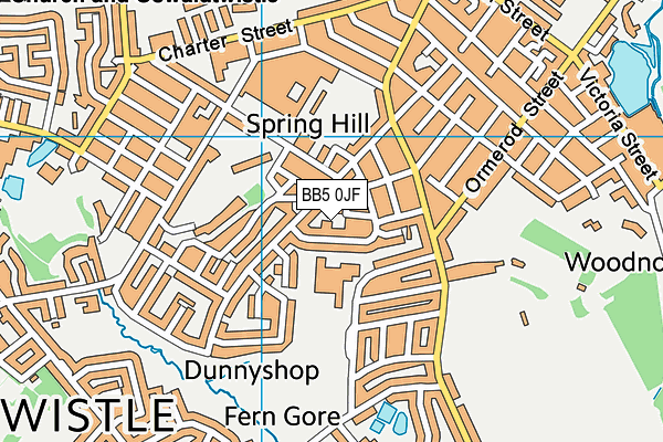 BB5 0JF map - OS VectorMap District (Ordnance Survey)