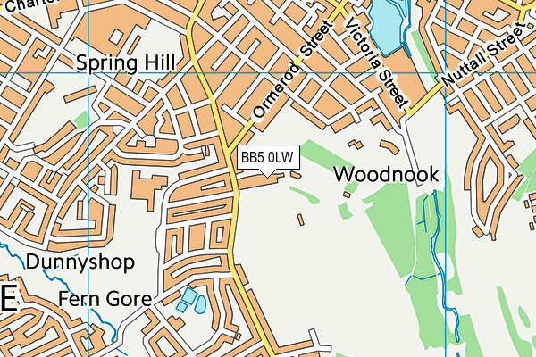 Bullough Park Playing Fields map (BB5 0LW) - OS VectorMap District (Ordnance Survey)