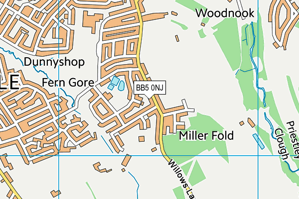BB5 0NJ map - OS VectorMap District (Ordnance Survey)