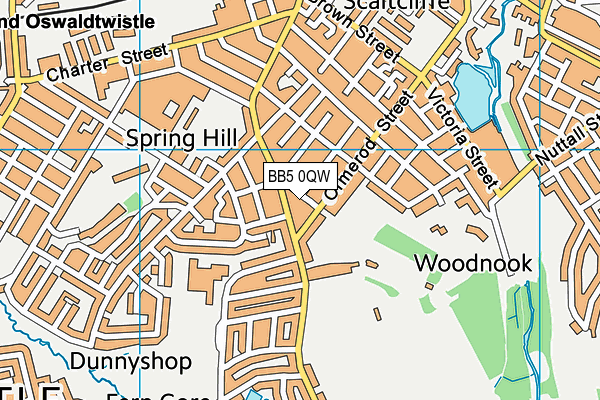 BB5 0QW map - OS VectorMap District (Ordnance Survey)
