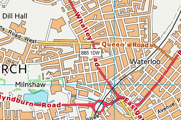 BB5 1DW map - OS VectorMap District (Ordnance Survey)