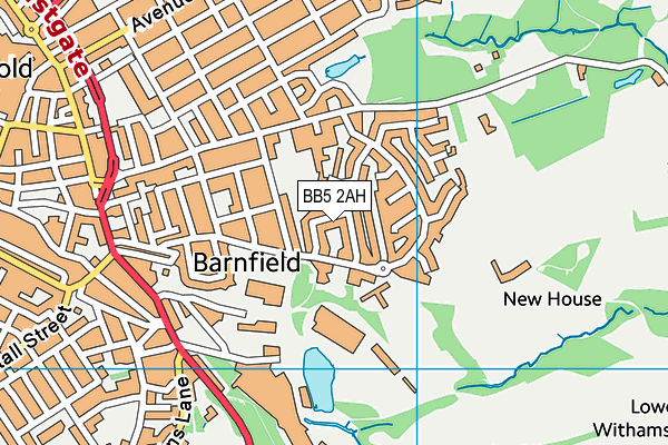 BB5 2AH map - OS VectorMap District (Ordnance Survey)