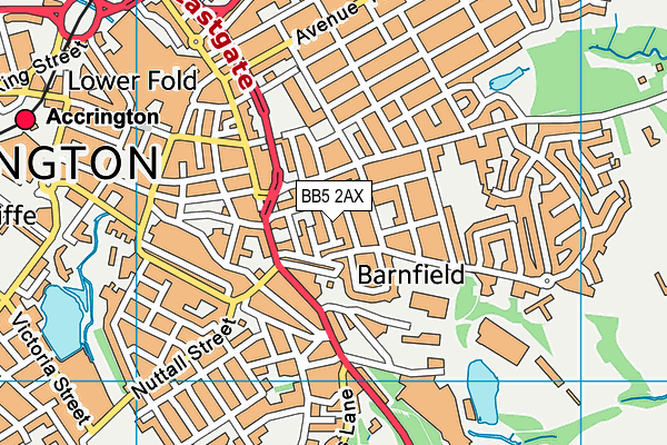 BB5 2AX map - OS VectorMap District (Ordnance Survey)