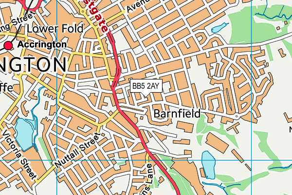 BB5 2AY map - OS VectorMap District (Ordnance Survey)