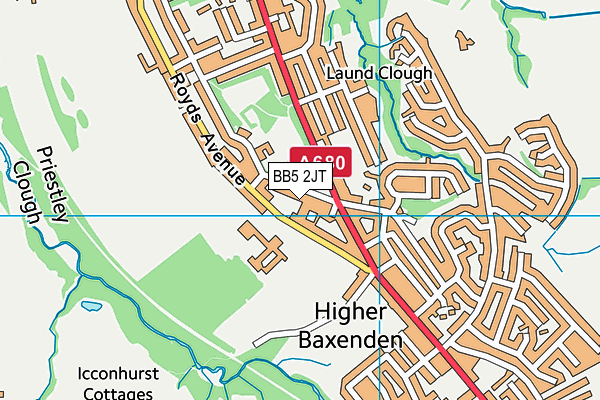 BB5 2JT map - OS VectorMap District (Ordnance Survey)