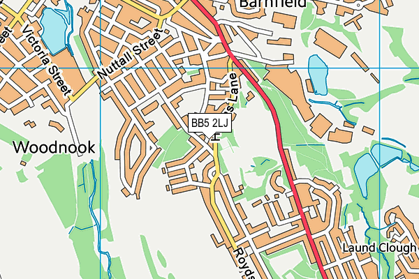 Oak Hill Park (Accrington) map (BB5 2LJ) - OS VectorMap District (Ordnance Survey)