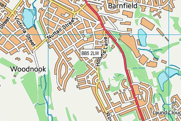 BB5 2LW map - OS VectorMap District (Ordnance Survey)