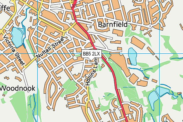 BB5 2LX map - OS VectorMap District (Ordnance Survey)
