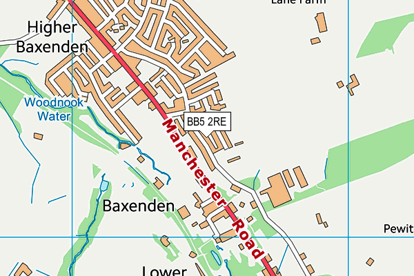 BB5 2RE map - OS VectorMap District (Ordnance Survey)