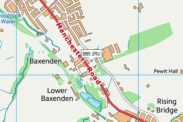 BB5 2RU map - OS VectorMap District (Ordnance Survey)