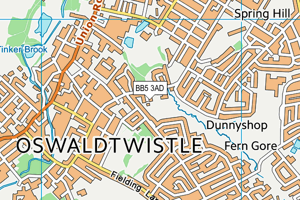 BB5 3AD map - OS VectorMap District (Ordnance Survey)