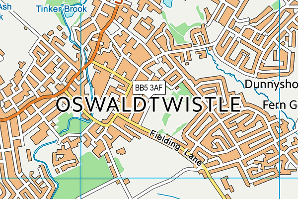 BB5 3AF map - OS VectorMap District (Ordnance Survey)