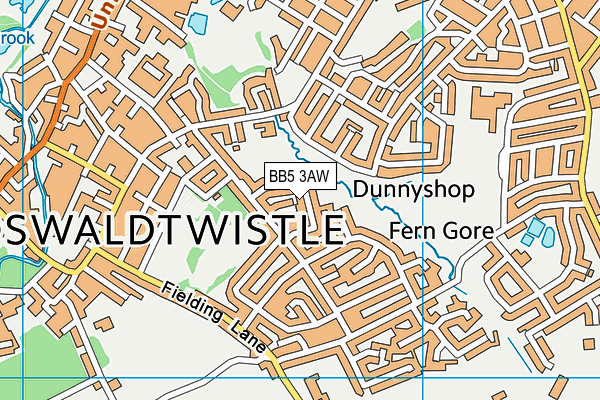 BB5 3AW map - OS VectorMap District (Ordnance Survey)