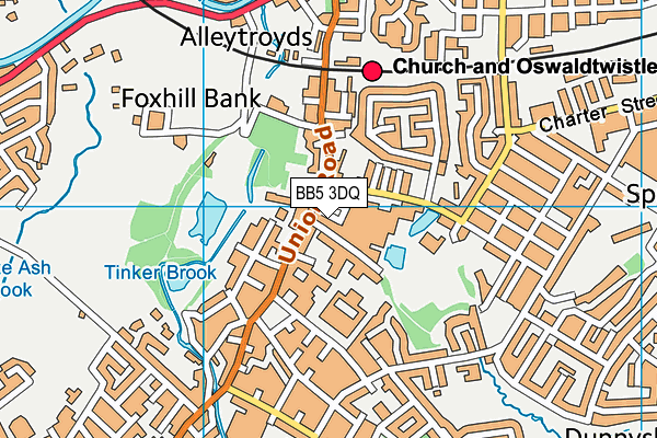 BB5 3DQ map - OS VectorMap District (Ordnance Survey)