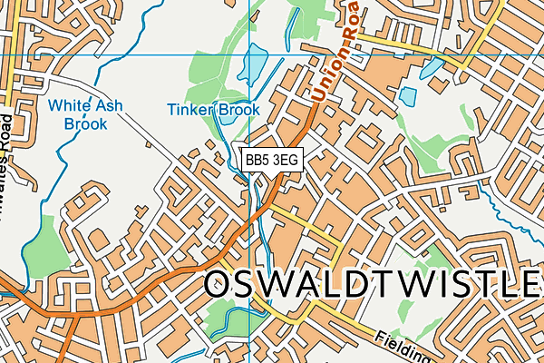BB5 3EG map - OS VectorMap District (Ordnance Survey)