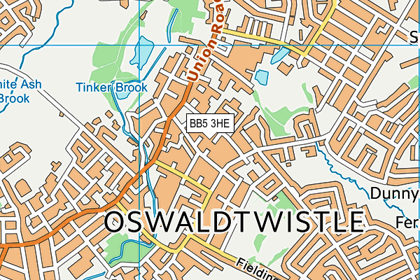 BB5 3HE map - OS VectorMap District (Ordnance Survey)