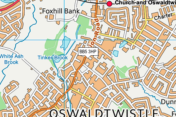BB5 3HP map - OS VectorMap District (Ordnance Survey)