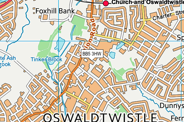 BB5 3HW map - OS VectorMap District (Ordnance Survey)
