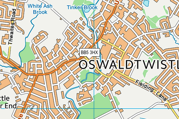 BB5 3HX map - OS VectorMap District (Ordnance Survey)