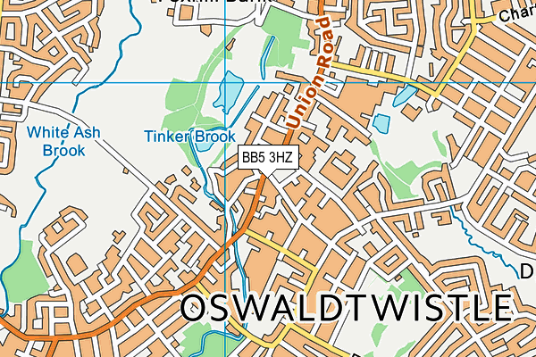 BB5 3HZ map - OS VectorMap District (Ordnance Survey)