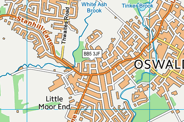 BB5 3JF map - OS VectorMap District (Ordnance Survey)