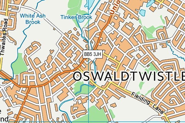 BB5 3JH map - OS VectorMap District (Ordnance Survey)