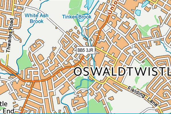 BB5 3JR map - OS VectorMap District (Ordnance Survey)