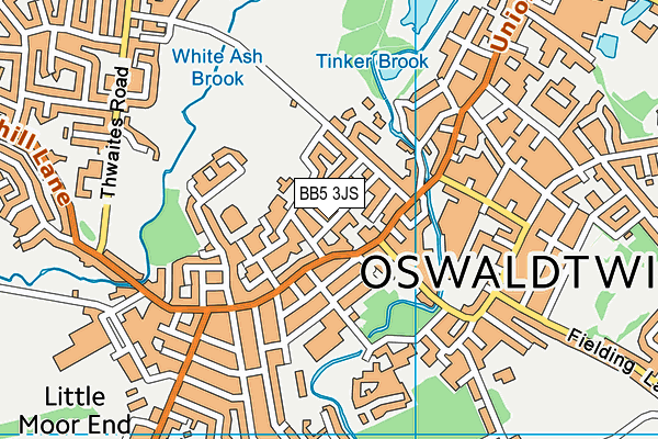 BB5 3JS map - OS VectorMap District (Ordnance Survey)