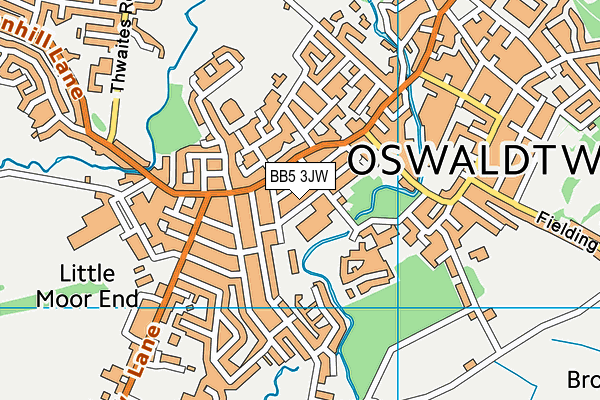 BB5 3JW map - OS VectorMap District (Ordnance Survey)