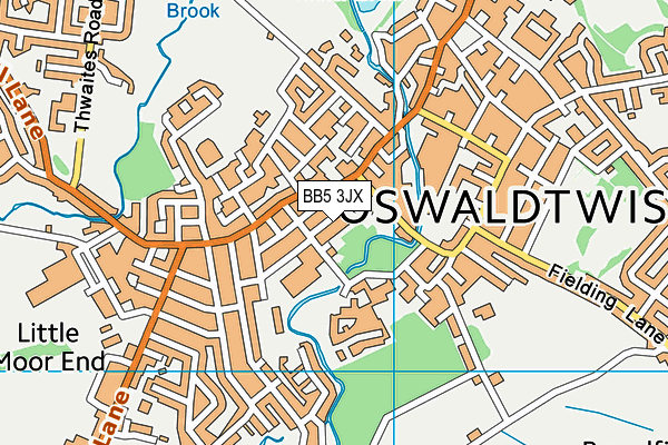 BB5 3JX map - OS VectorMap District (Ordnance Survey)