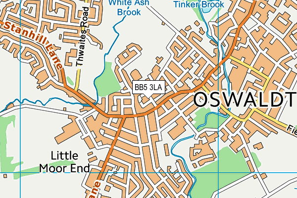 BB5 3LA map - OS VectorMap District (Ordnance Survey)