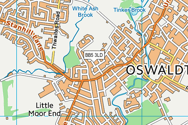 BB5 3LD map - OS VectorMap District (Ordnance Survey)
