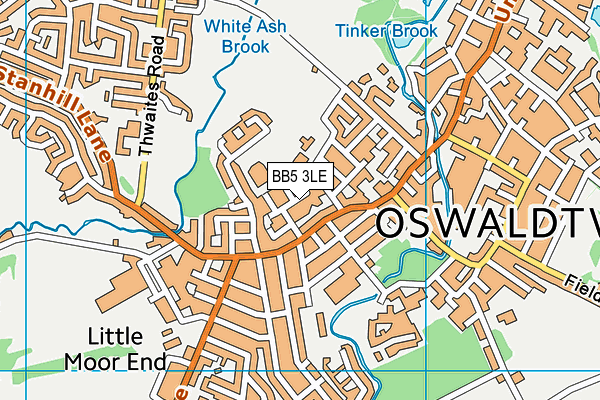 BB5 3LE map - OS VectorMap District (Ordnance Survey)