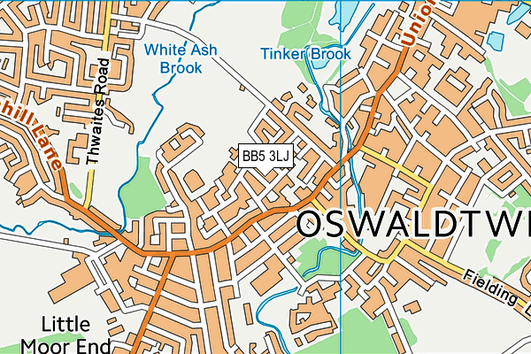 BB5 3LJ map - OS VectorMap District (Ordnance Survey)