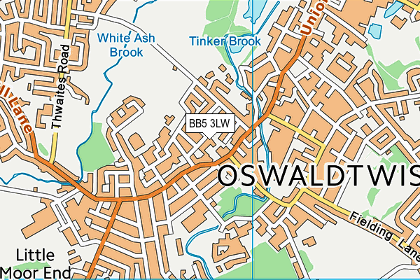 BB5 3LW map - OS VectorMap District (Ordnance Survey)