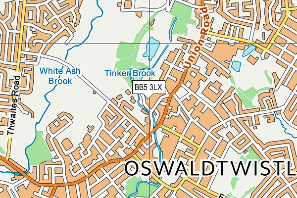 BB5 3LX map - OS VectorMap District (Ordnance Survey)