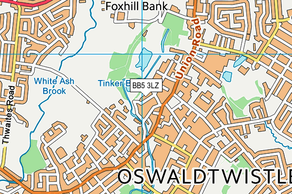 BB5 3LZ map - OS VectorMap District (Ordnance Survey)