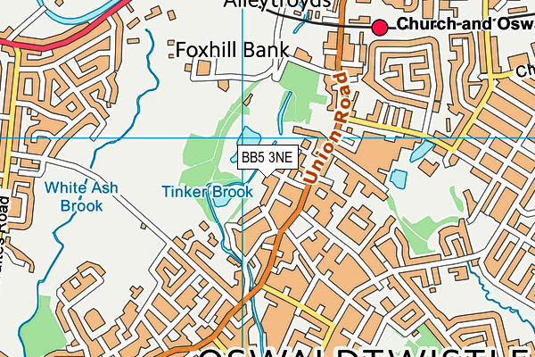 BB5 3NE map - OS VectorMap District (Ordnance Survey)