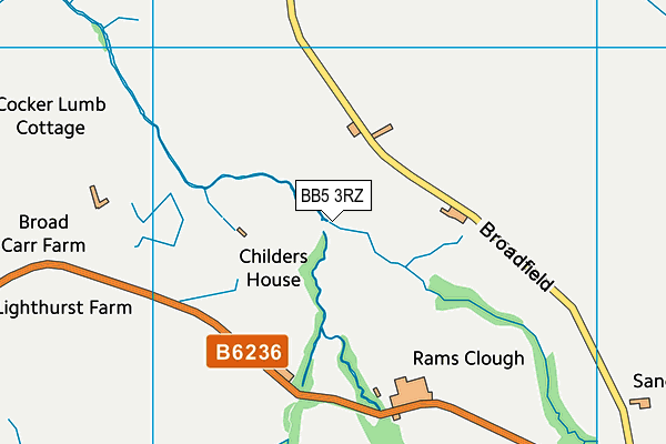 BB5 3RZ map - OS VectorMap District (Ordnance Survey)