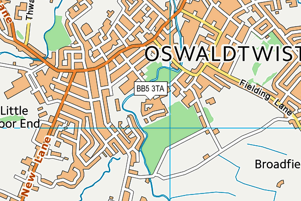 BB5 3TA map - OS VectorMap District (Ordnance Survey)