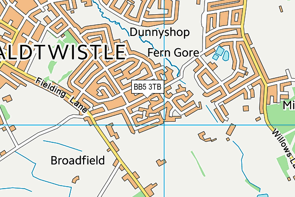 BB5 3TB map - OS VectorMap District (Ordnance Survey)