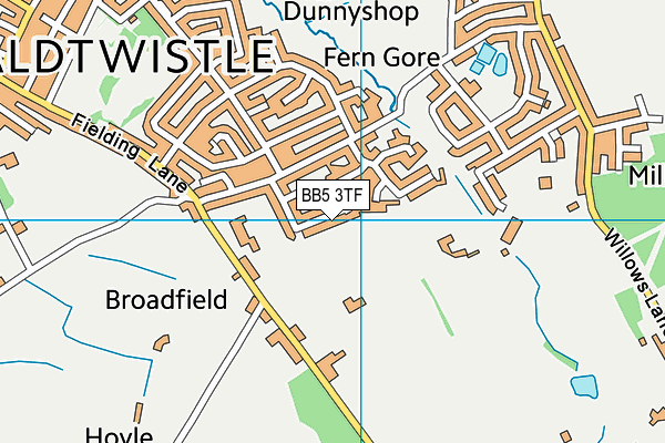 BB5 3TF map - OS VectorMap District (Ordnance Survey)