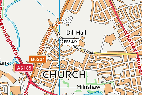 BB5 4AX map - OS VectorMap District (Ordnance Survey)