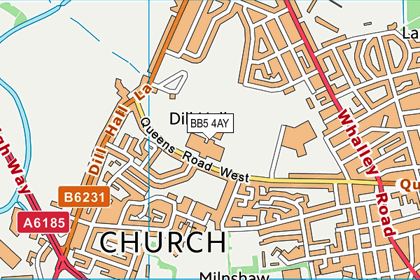 Accrington St Christopher's Church of England High School map (BB5 4AY) - OS VectorMap District (Ordnance Survey)