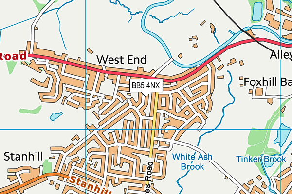 BB5 4NX map - OS VectorMap District (Ordnance Survey)