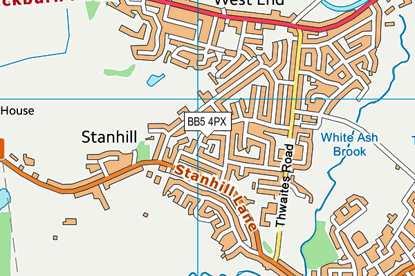 BB5 4PX map - OS VectorMap District (Ordnance Survey)