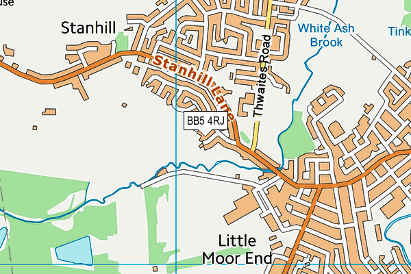 BB5 4RJ map - OS VectorMap District (Ordnance Survey)