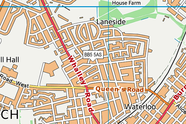 BB5 5AS map - OS VectorMap District (Ordnance Survey)